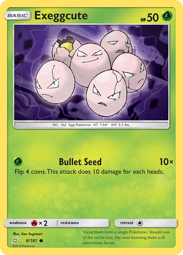 Pokémonkaart 008/181 - Exeggcute - Team Up - [Common]