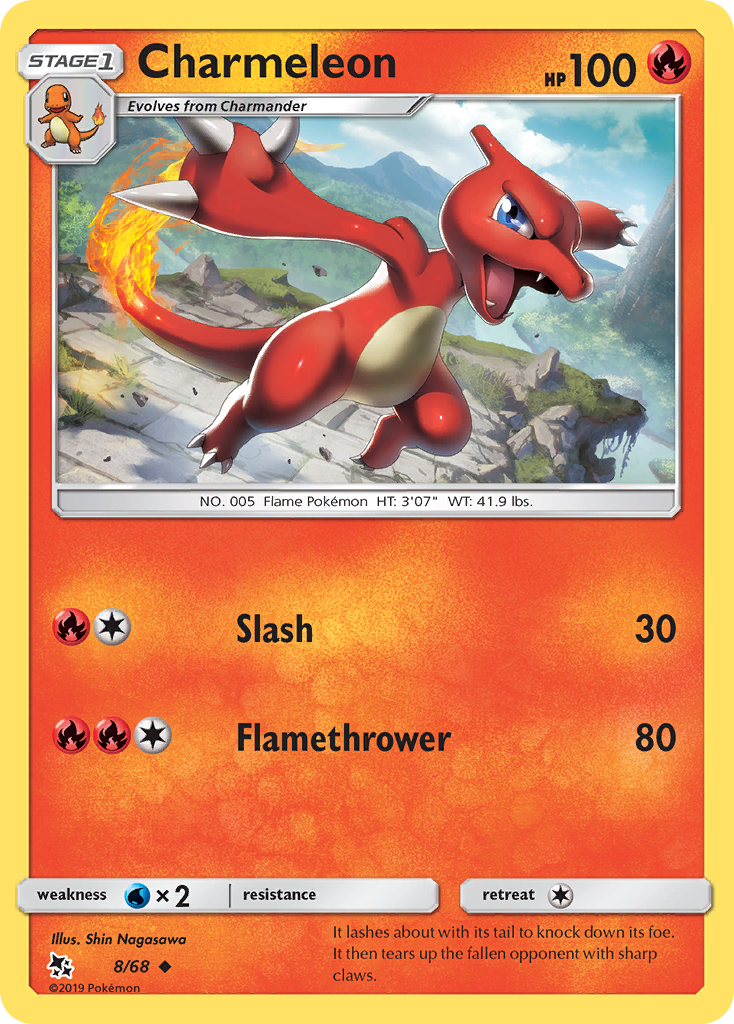 Pokémonkaart 008/068 - Charmeleon - Hidden Fates - [Uncommon]