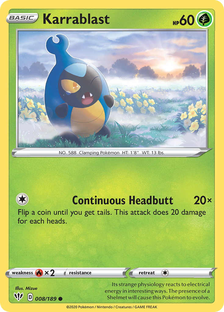 Pokémonkaart 008/189 - Karrablast - Darkness Ablaze - [Common]