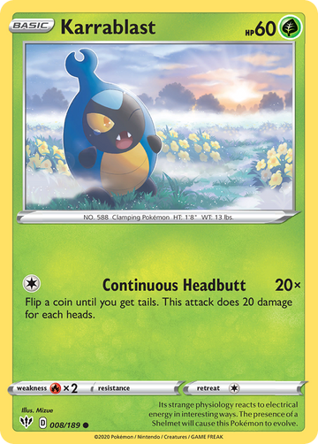 Pokémonkaart 008/189 - Karrablast - Darkness Ablaze - [Common]