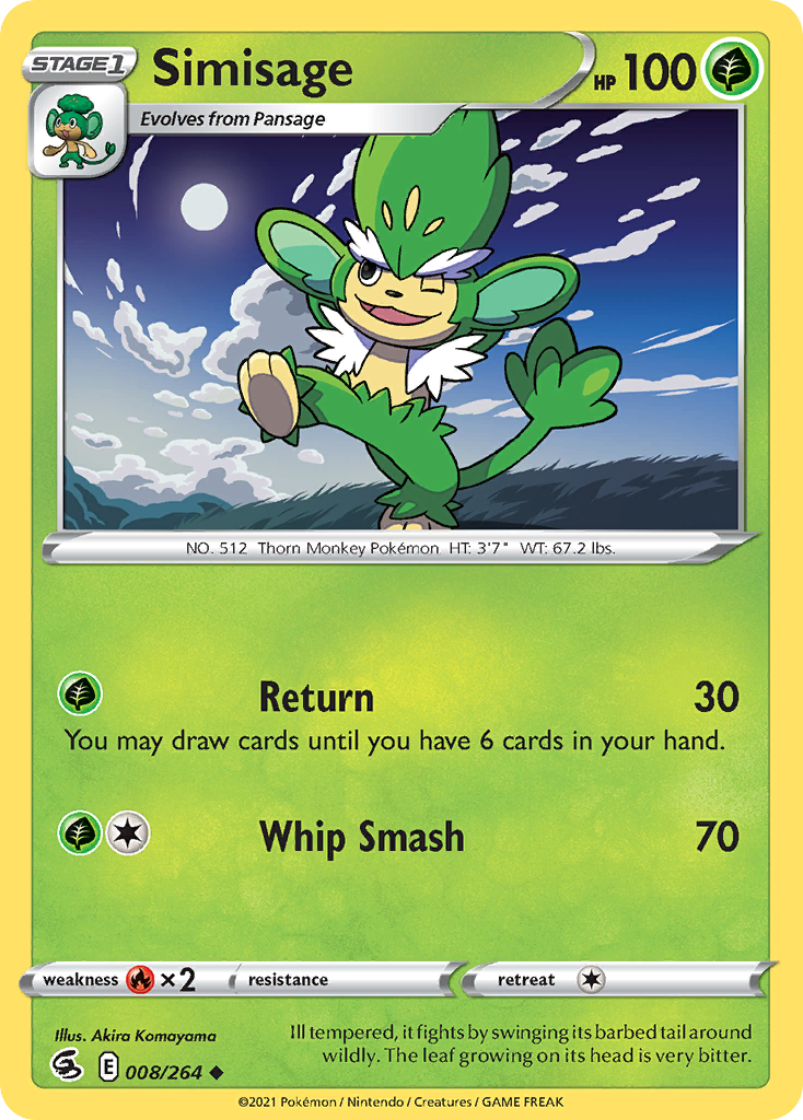 Pokémonkaart 008/264 - Simisage - Fusion Strike - [Uncommon]
