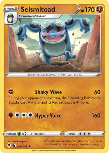 Pokémonkaart 090/203 - Seismitoad - Evolving Skies - [Rare]