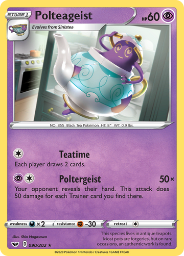 Pokémonkaart 090/202 - Polteageist - Sword & Shield - [Rare]