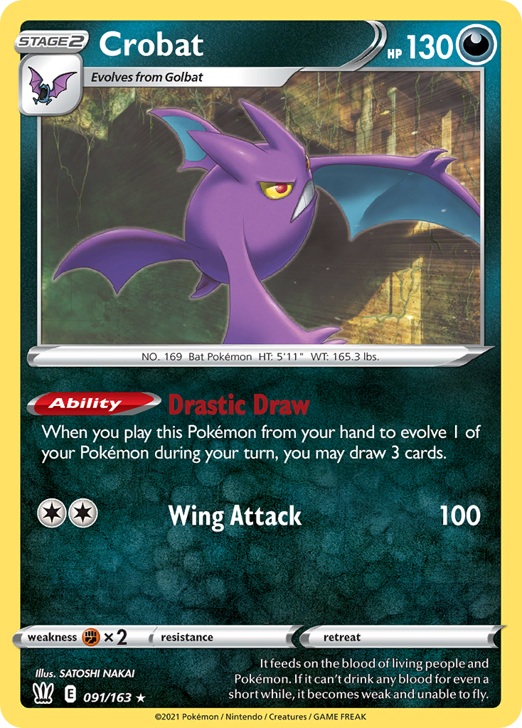 Pokémonkaart 091/163 - Crobat - Battle Styles - [Rare Holo]