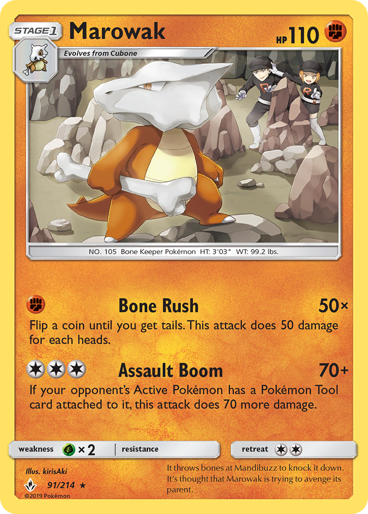 Pokémonkaart 091/214 - Marowak - Unbroken Bonds - [Rare]