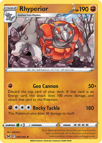 091/196 - Rhyperior - Reverse Holo - [Rare]