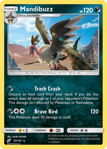 Pokémonkaart 093/181 - Mandibuzz - Team Up - [Rare]