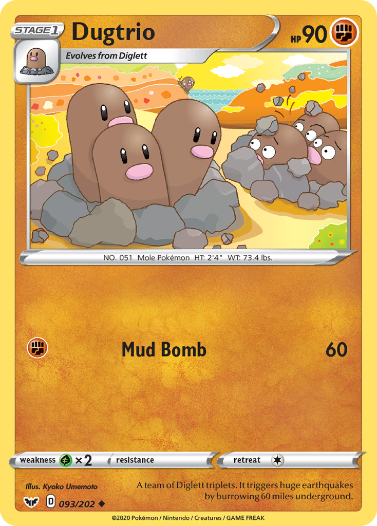 Pokémonkaart 093/202 - Dugtrio - Sword & Shield - [Uncommon]