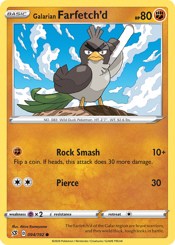 Pokémonkaart 094/192 - Galarian Farfetch'd - Rebel Clash - [Common]