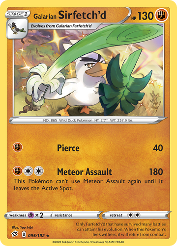 Pokémonkaart 095/192 - Galarian Sirfetch'd - Rebel Clash - [Rare Holo]