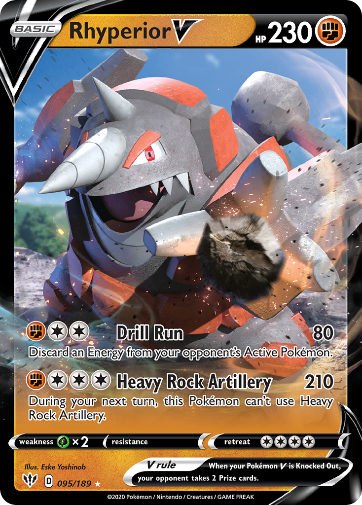 Pokémonkaart 095/189 - Rhyperior V - Darkness Ablaze - [Rare Holo V]