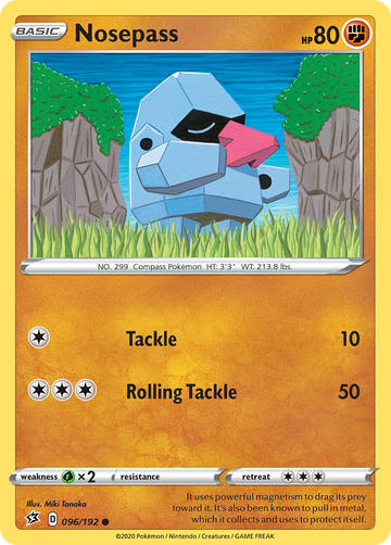Pokémonkaart 096/192 - Nosepass - Rebel Clash - [Common]
