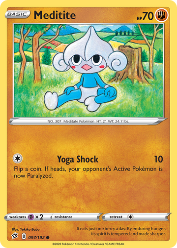 Pokémonkaart 097/192 - Meditite - Rebel Clash - [Common]