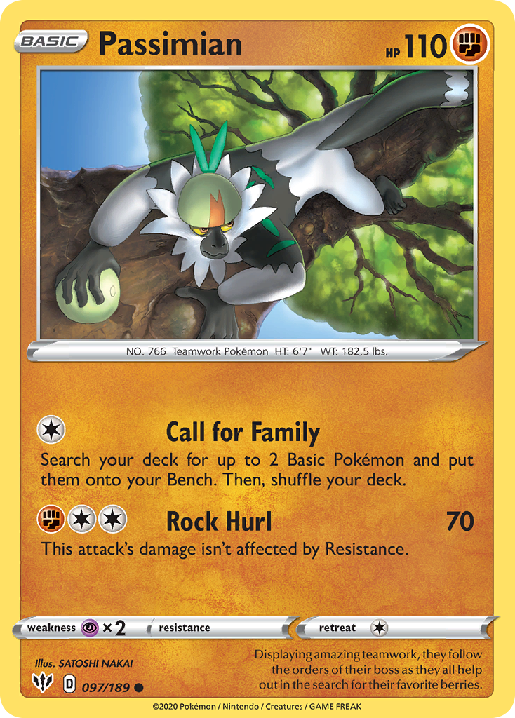 Pokémonkaart 097/189 - Passimian - Darkness Ablaze - [Common]