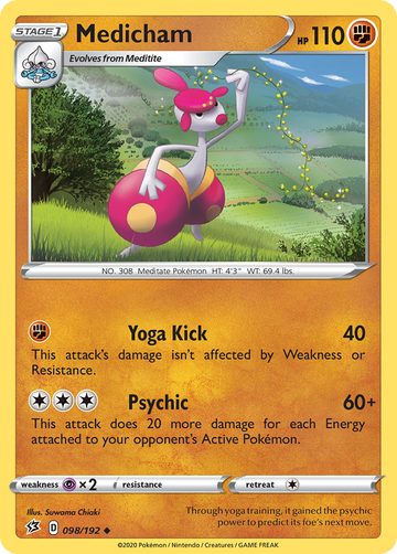 Pokémonkaart 098/192 - Medicham - Rebel Clash - [Uncommon]