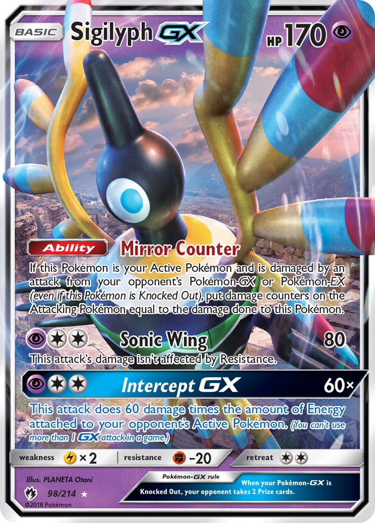 Pokémonkaart 098/214 - Sigilyph-GX - Lost Thunder - [Rare Holo GX]