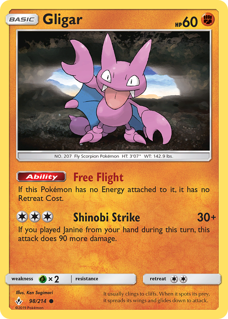 Pokémonkaart 098/214 - Gligar - Unbroken Bonds - [Common]
