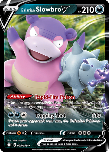 Pokémonkaart 099/189 - Galarian Slowbro V - Darkness Ablaze - [Rare Holo V]