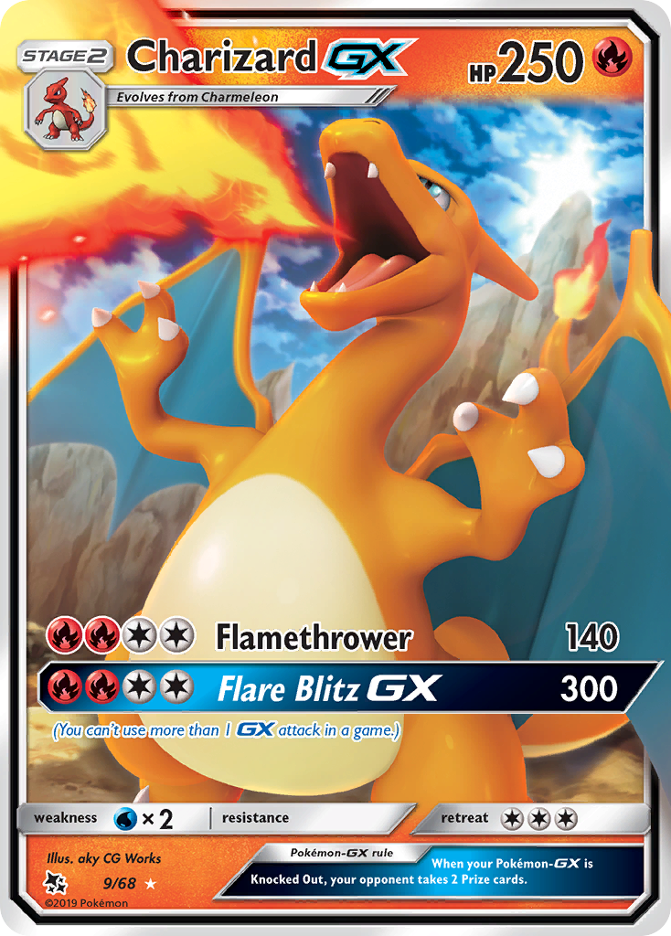 Pokémonkaart 009/068 - Charizard-GX - Hidden Fates - [Rare Holo GX]