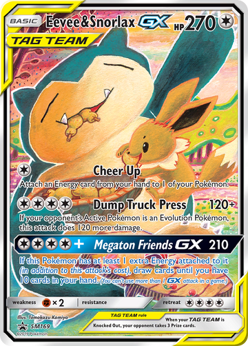 Pokémonkaart SM169 - Eevee & Snorlax-GX - SM Black Star Promos - [Promo]