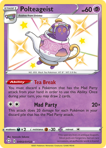 Pokémonkaart SV053/SV122 - Polteageist - Shiny Vault - [Rare Shiny]