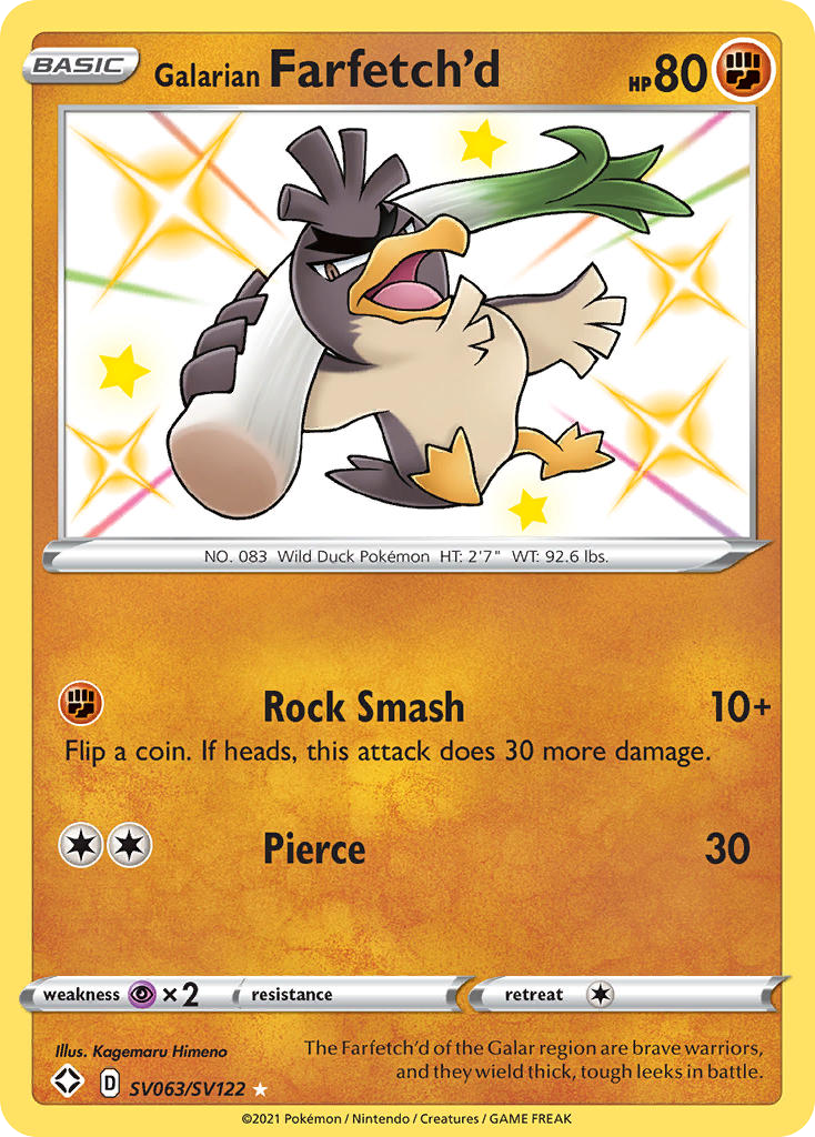 Pokémonkaart SV063/SV122 - Galarian Farfetch'd - Shiny Vault - [Rare Shiny]