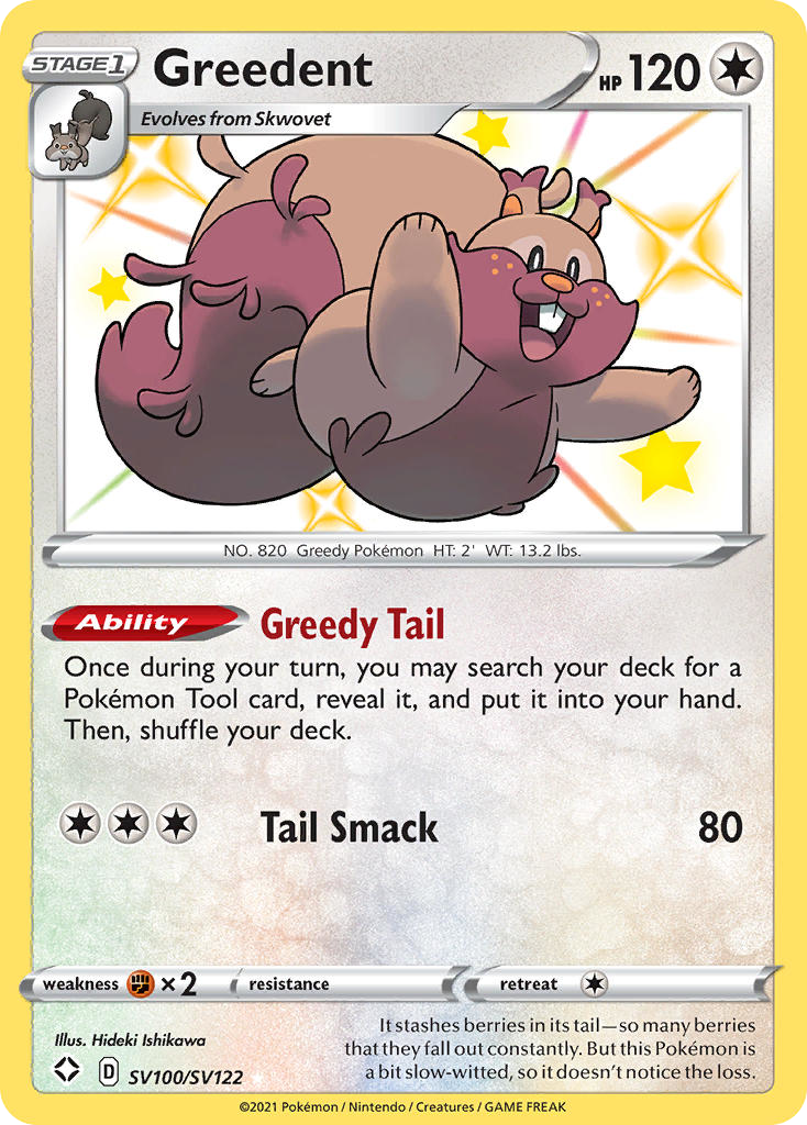 Pokémonkaart SV100/SV122 - Greedent - Shiny Vault - [Rare Shiny]