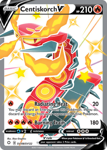 Pokémonkaart SV108/SV122 - Centiskorch V - Shiny Vault - [Rare Holo V]