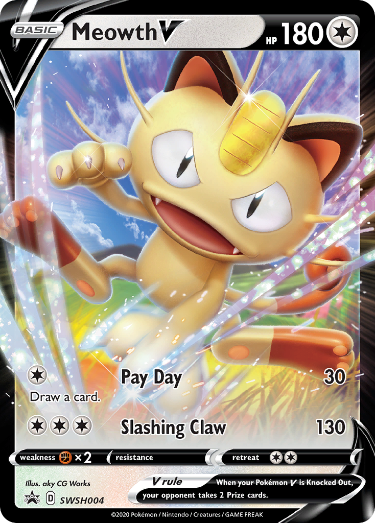 Pokémonkaart SWSH004 - Meowth V - SWSH Black Star Promos - [Promo]